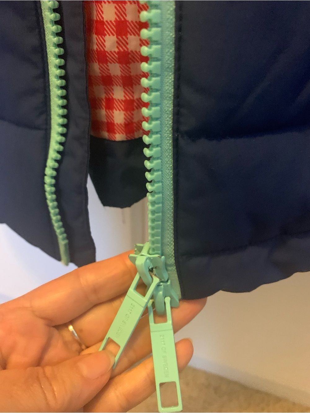 2117 of Sweden Snow Parka/Jacket Hood Blue w/Red Gingham Winter Women Size M/L - Picture 7 of 16